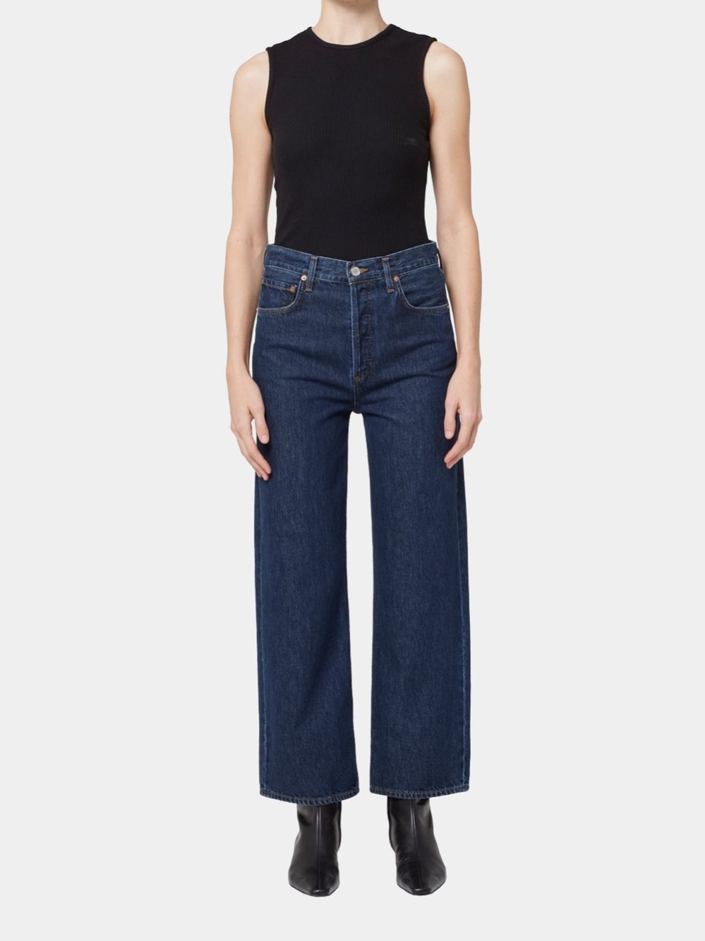 AGOLDE Ren High Rise Wide Leg Jeans Polished Dark Indigo Size 29